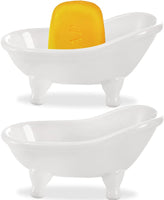 2-Pack Ceramic Soap Dish, Mini Bathtub Soap Holder