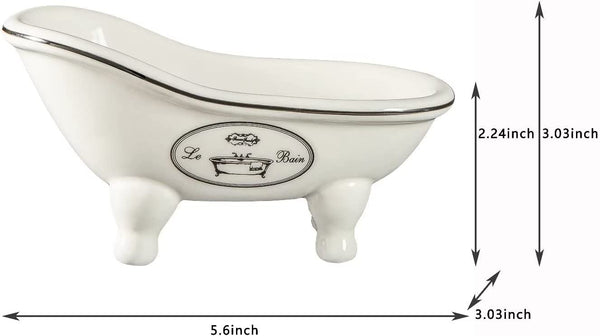 1 Piece 5.6" Ceramic Mini Clawfoot Bathtub Soap Di