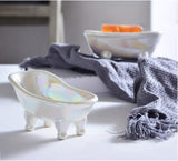 Ceramic White Clawfoot Bathtub Soap Dish for Bathr