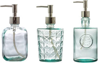 Thick Clear Glass Soap Dispenser-3 Pack,Lake Blue 