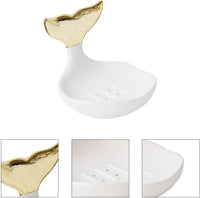 Fishtail Shaped Ceramic Soap Dish with Drain Bar S