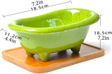 7.2" Ceramic Mini Bathtub Handmade Soap Dish Plant