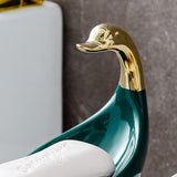 Light Luxury swan Soap Dish Tray,Ceramics Draining