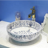 Ceramic Countertop Basin Blue and white bathroom c