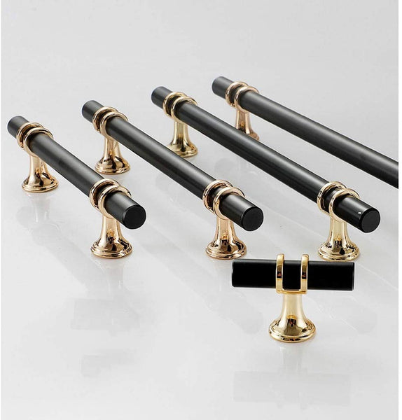 Cabinet Handle Knob Pack of 5 Black And Gold Zinc 