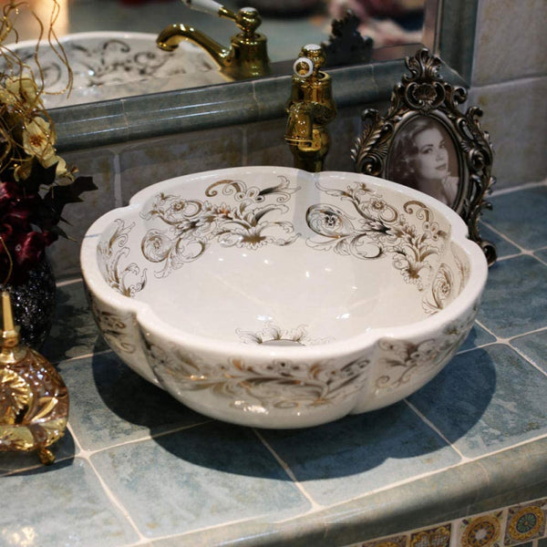 Ceramic Countertop Basin Retro style ceramic sink 