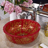 Ceramic Countertop Basin Red round ceramic washbas