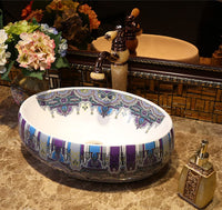 Ceramic Countertop Basin Oval Handmade Washbasin A