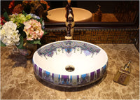 Ceramic Countertop Basin Oval Handmade Washbasin A